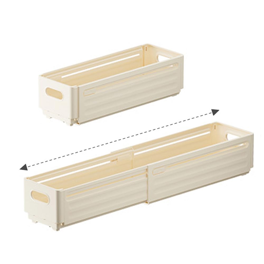 Foldable Storage Bins, 2 Pack Plastic Expandable Boxes for Organizing, Adjustable from 11-18.8" Drawer Organizers Separators Dividers for Bedroom Kitchen Utensils Tools Closet, Small
