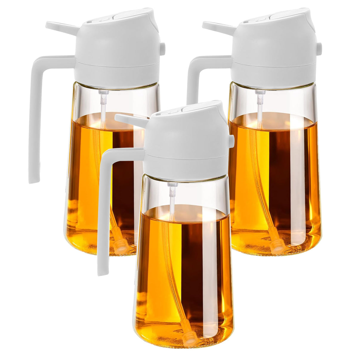 3 Pack 16oz Olive Oil Dispenser Bottle, White