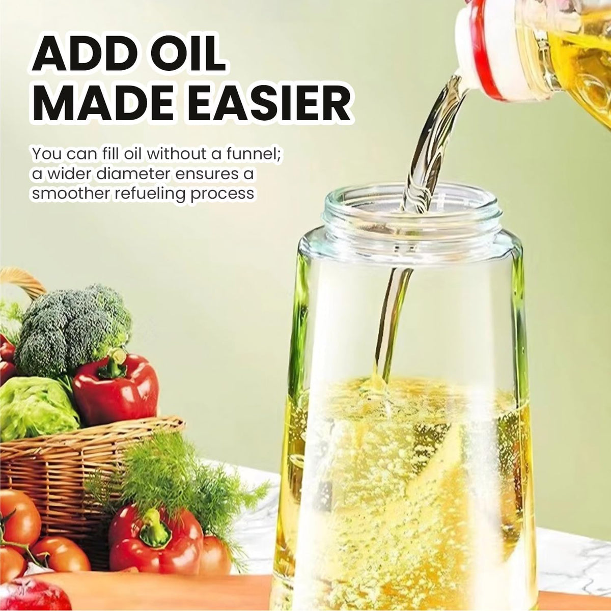 2-in-1 Oil Dispenser & Sprayer, Glass Oil Spray Bottle for Cooking, Food-Grade Olive Oil Mister, Dual-Use Pour & Spray Leak-Proof Refillable Oil Spritzer for Air Fryer Salad BBQ Kitchen