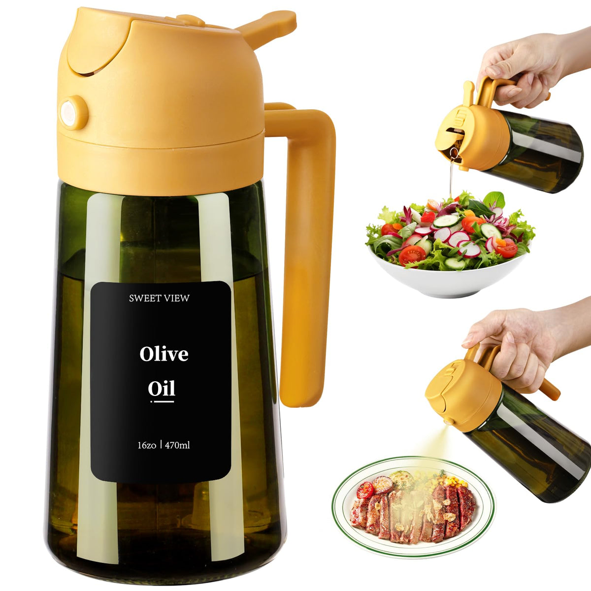 SWEET VIEW Olive Oil Sprayer for Cooking 16oz/470ml