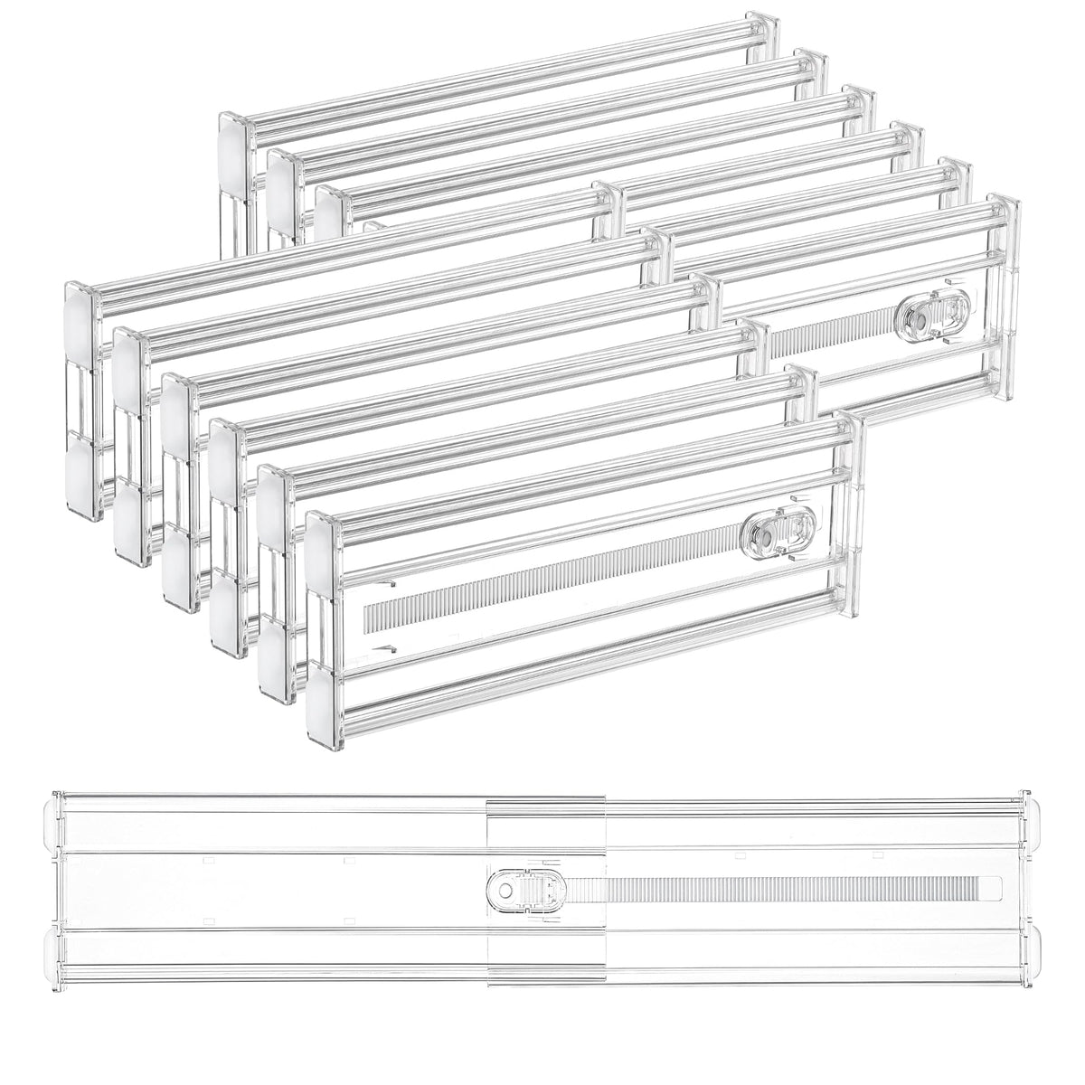 Vtopmart 6" Tall Upgrade Drawer Dividers, 12.8"-22.3" Expandable, 8 Pack