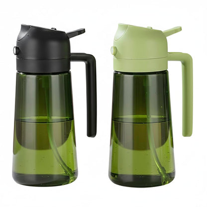 Oil Sprayer and Dispenser for Cooking- 2 x 16 oz Pack, Olive Green Glass to Preserve Fresh Oil, Suitable for Air Fryer, Roasting, Grilling, Barbecue, and Salad. (Black, Green)