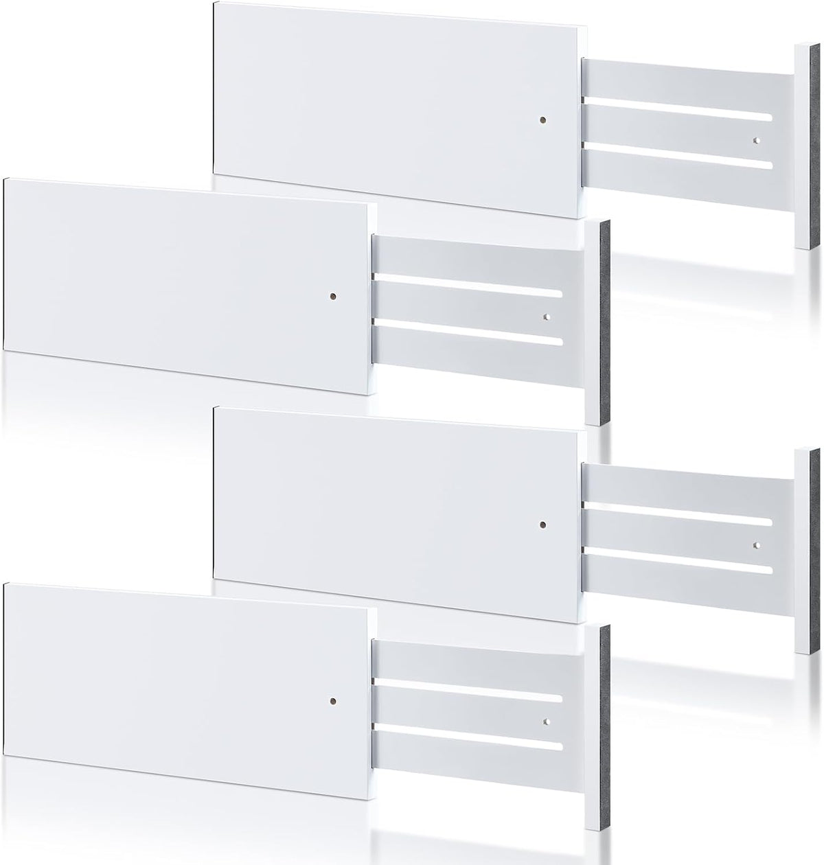 DoubleFill 4 Pcs Deep Bamboo Drawer Dividers, Deep Kitchen Dresser Drawer Organizer with Spring Loaded for Clothes, Adjustable Expandable from 15-22 Inch(6 Inch,White)