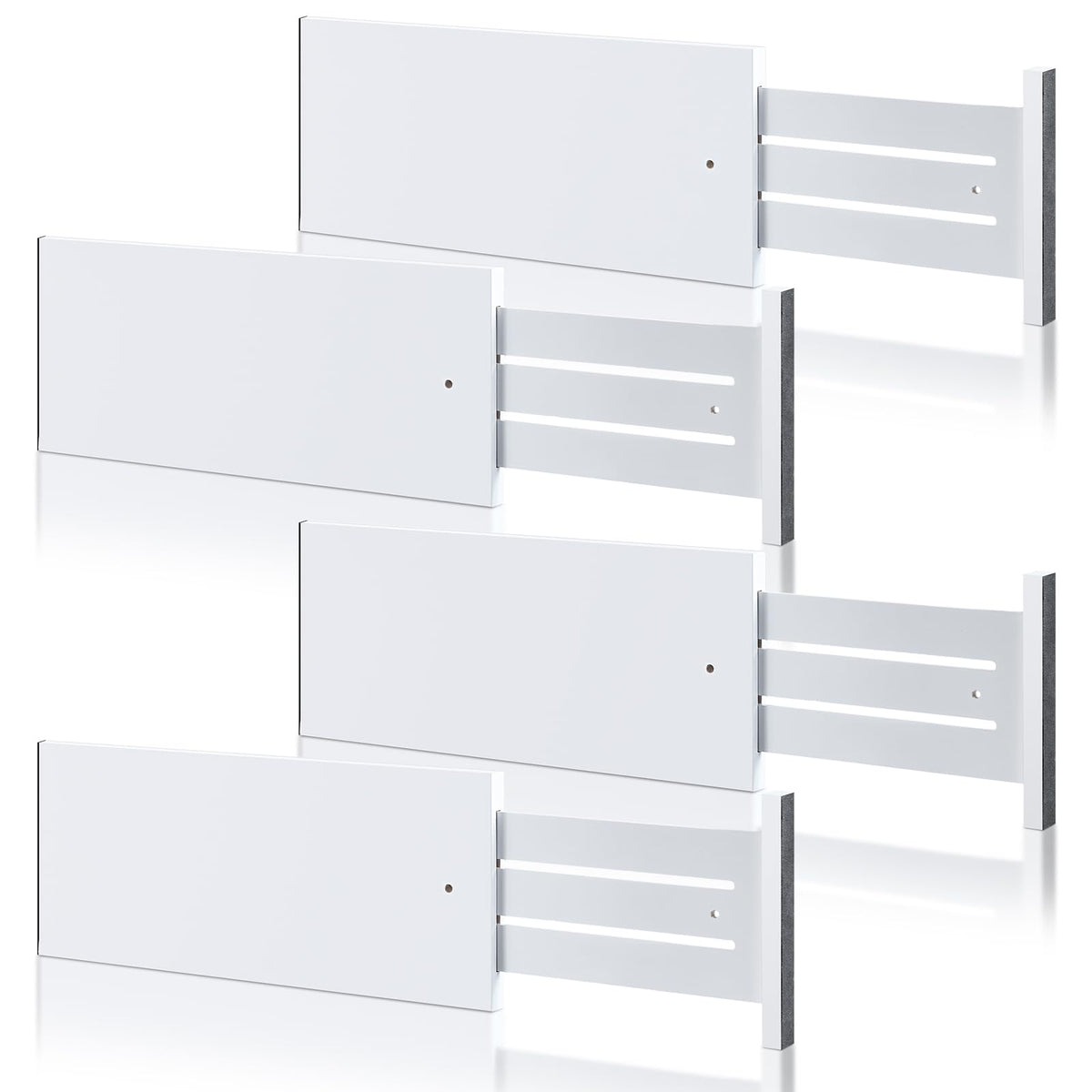 DoubleFill 4 Pcs Deep Bamboo Drawer Dividers, Deep Kitchen Dresser Drawer Organizer with Spring Loaded for Clothes, Adjustable Expandable from 15-22 Inch(6 Inch,White)