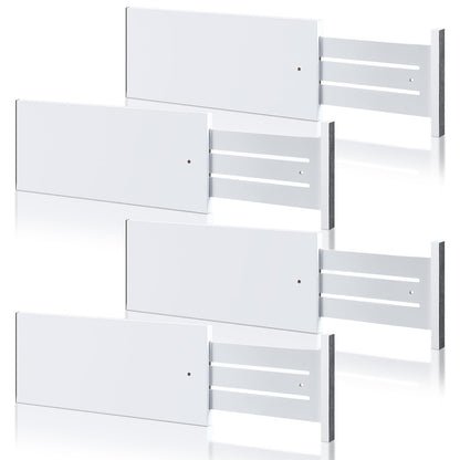 DoubleFill 4 Pcs Deep Bamboo Drawer Dividers, Deep Kitchen Dresser Drawer Organizer with Spring Loaded for Clothes, Adjustable Expandable from 15-22 Inch(6 Inch,White)