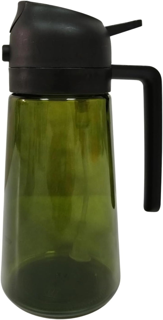 DUTHINGS - 16oz Oil Sprayer for Cooking, Green Glass Olive Oil Dispenser Bottle with Spray & Pour, Cooking Oil Sprayer with Labels