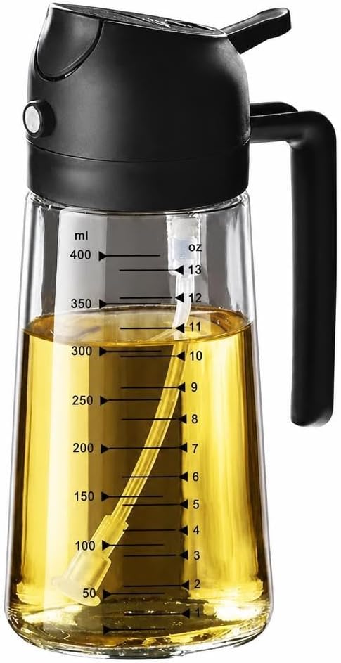 Glass Olive Oil Sprayer Dispenser Bottle 2-in-1, 470ml