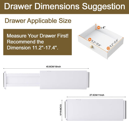 Drawer Dividers for Clothes 4" High 10.9"-18" Expandable Dresser Drawer Organizer Plastic Separators for Kitchen 3 Pack