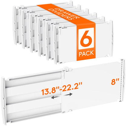 Lifewit 6" Tall Drawer Dividers, Adjustable Deep Drawer Organizer Clothes