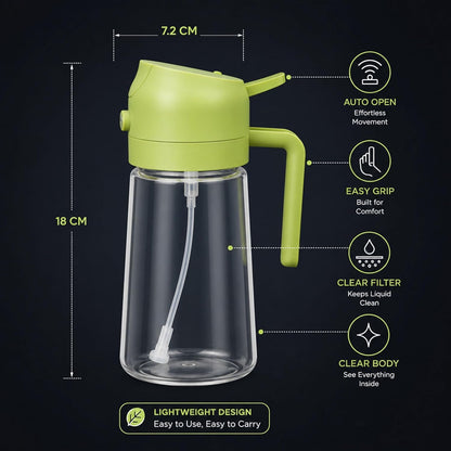 17oz/500ml Plastic Olive Oil Sprayer for Cooking, 2 in 1 Oil Dispenser Bottle Spray & Pour, BPA-Free Oil Mister for Air Fryer, Salad Dressing, BBQ & Kitchen