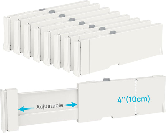 Vtopmart Drawer Dividers for Clothes 8 Pack, Adjustable 4" High Expandable from 11.3"-17" Dresser Drawer Organizer, Plastic Drawers Separators for Dresser, Baby Clothes, Kitchen and Office Storage