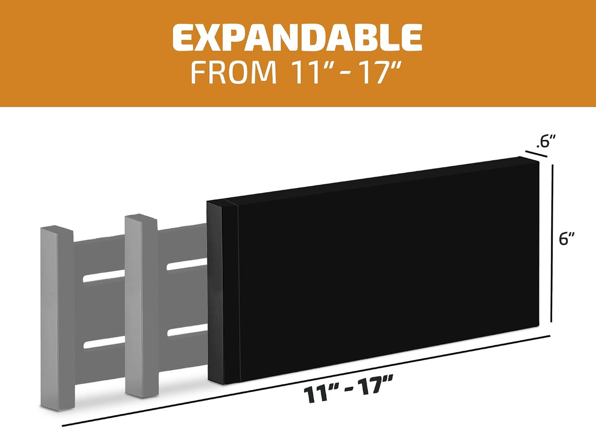 6 Pack Black Drawer Dividers - 6 Inch High for Deep Drawers, Adjustable 11.5 to 17 Inch Expandable Kitchen Drawer Organizer, Spring Loaded Dresser Separator for Clothes, Bedroom, Bathroom, Office