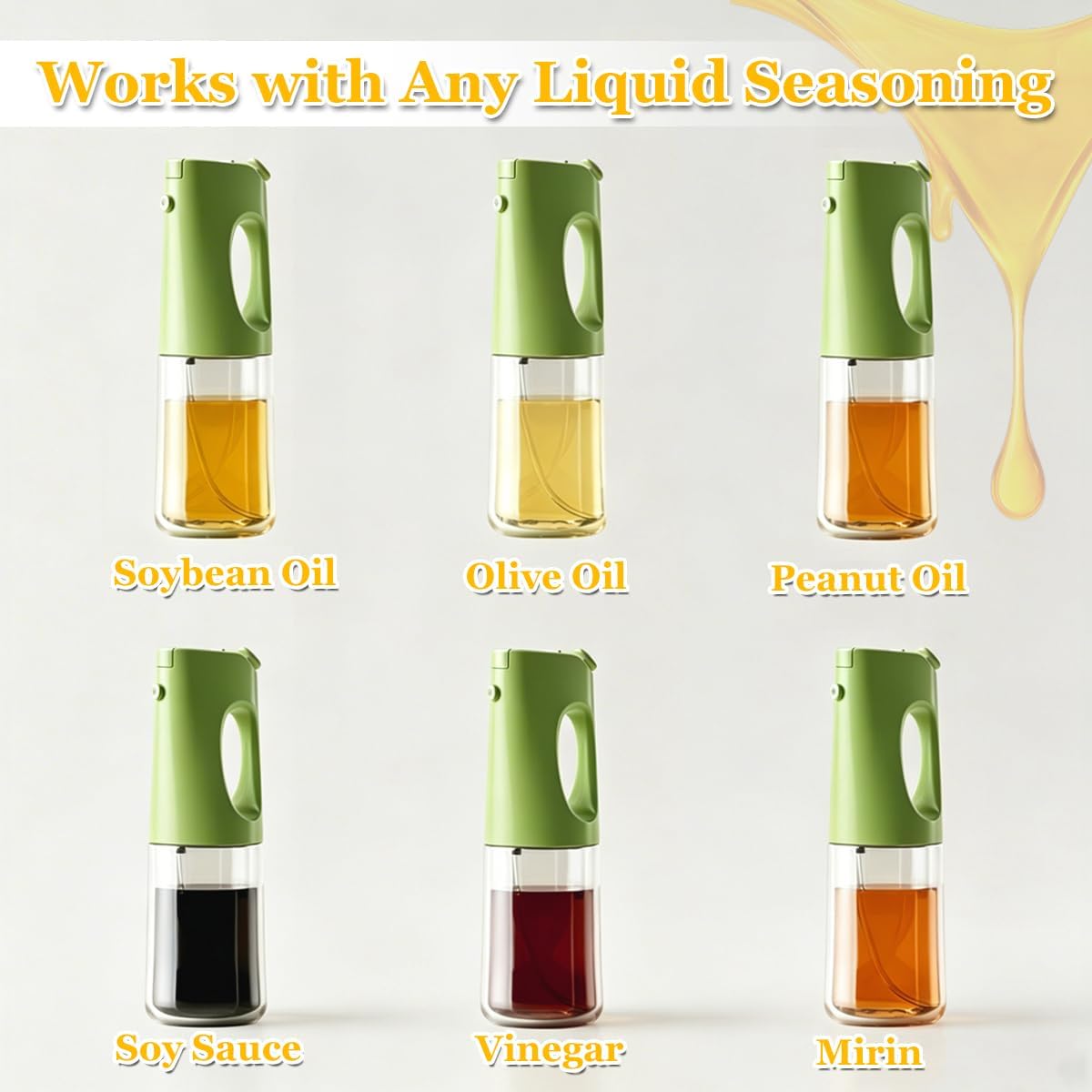 No Leak Oil Sprayer for Cooking – 2 in 1 Glass Oil Mister & Dispenser Bottle with Lockable Drip-Free Nozzle, Clog-Free Fine Mist for Air Fryer, Salad, BBQ, Baking – Durable Kitchen Gadget