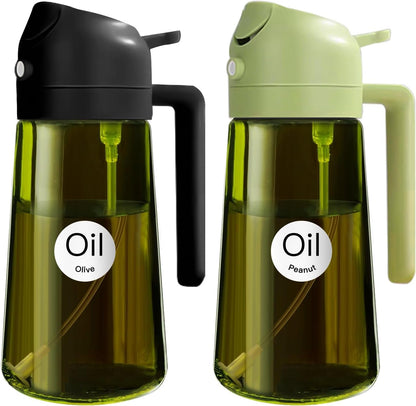 YARRAMATE 16 oz 2-in-1 Dark Glass Olive Oil Sprayer & Dispenser, BlackGreen