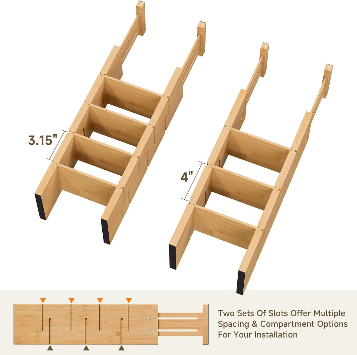 Deep Drawer Dividers For Clothes,Expandable Drawer Organizer (6, Long)