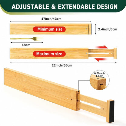 Lzerking Kitchen Drawer Dividers 6 Pack Bamboo Drawer Organizers