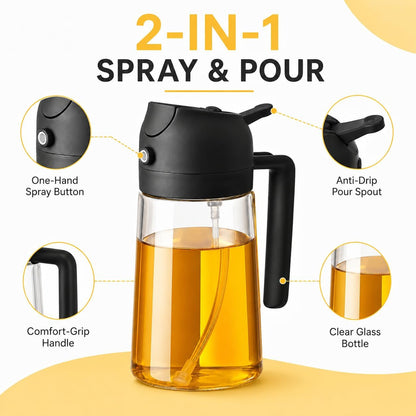 Oil Sprayer for Cooking, 2 in 1 Oil Dispenser and Sprayer