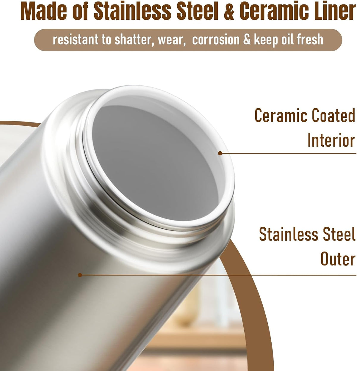 PARACITY Oil Sprayer and Pourer, 16 fl oz Stainless Steel Oil Dispenser