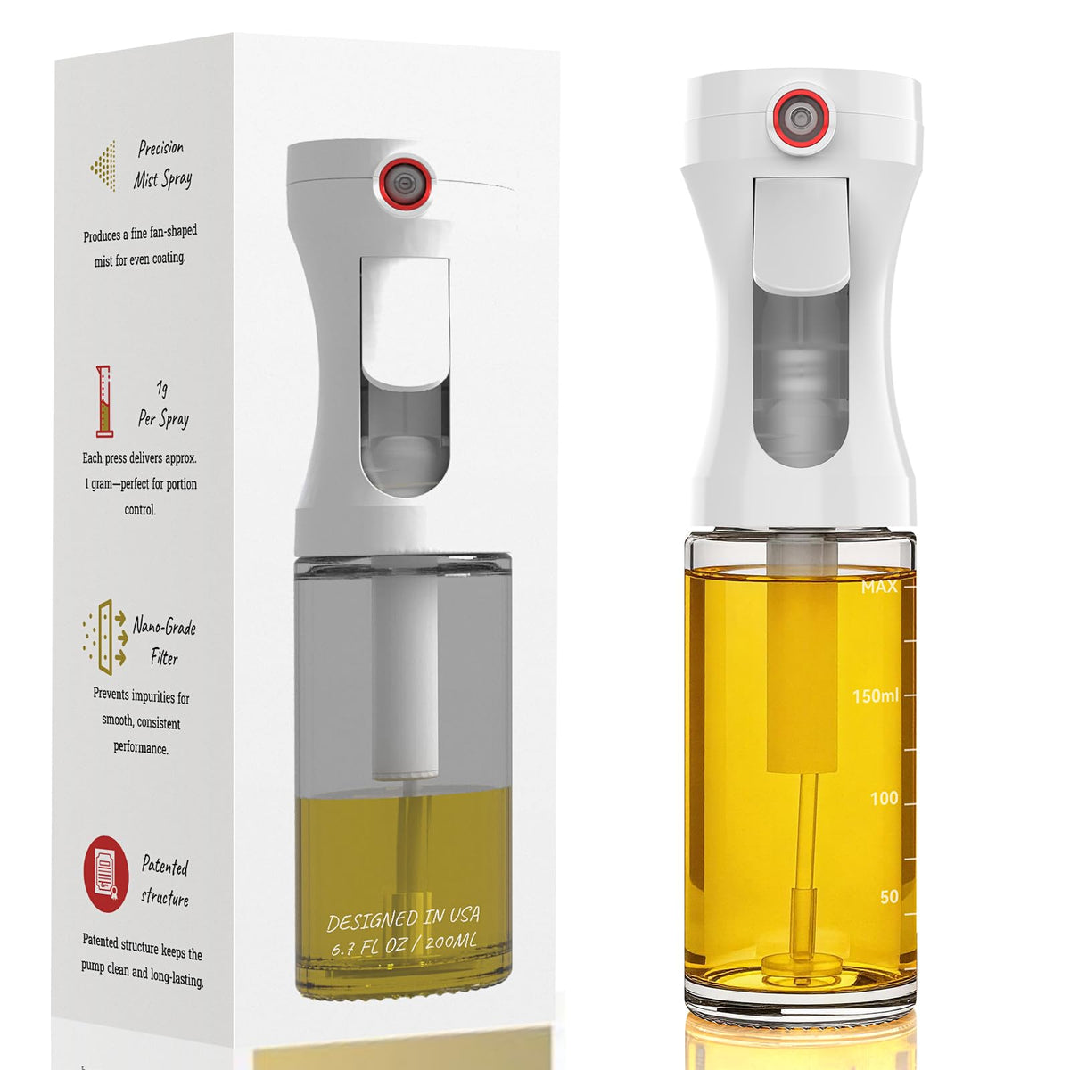 Olive Oil Sprayer for Cooking,Glass Oil Sprayer Mister Spray Bottle, 1g Per Press Oil Spritzer, Olive Oil Spray Bottle Dispenser for Air Fryer, Salad, Grilling, Kitchen Gadgets Essentials Tools