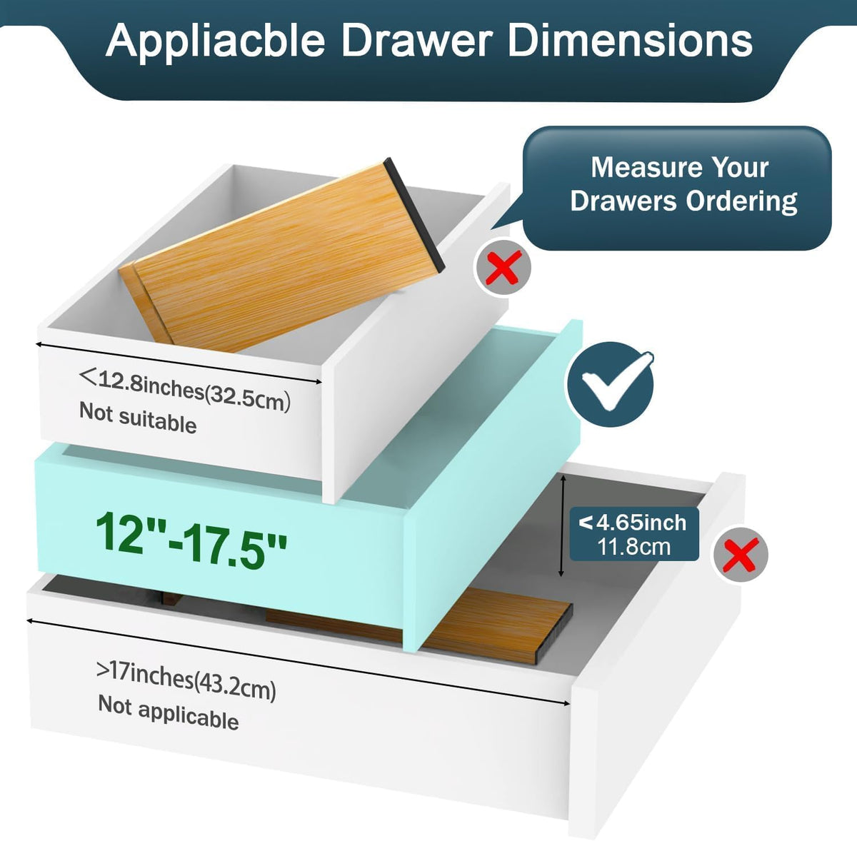 Lzerking Bamboo Drawer Dividers 4.65" High, Adjustable Dresser Drawer Organizers, 12-17.5" Expandable Deep Kitchen Drawer Divider for Dresser, Closet, Kitchen, Bedroom, Bathroom, 6 Pack