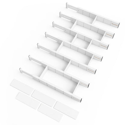 SpaceAid Bamboo Drawer Dividers with Inserts and Labels, Kitchen Adjustable Drawer Organizers, Expandable Organization for Home, Office, Dressers, 4 Dividers with 9 Inserts (17"-22" Natural)