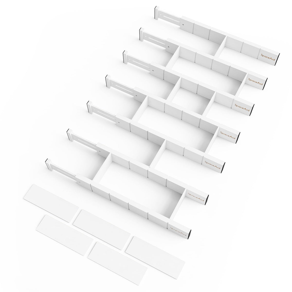 SpaceAid Bamboo Drawer Dividers with Inserts and Labels, Kitchen Adjustable Drawer Organizers, Expandable Organization for Home, Office, Dressers, 7 Dividers with 15 Inserts (17"-22" Natural)