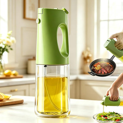 No Leak Oil Sprayer for Cooking – 2 in 1 Glass Oil Mister & Dispenser Bottle with Lockable Drip-Free Nozzle, Clog-Free Fine Mist for Air Fryer, Salad, BBQ, Baking – Durable Kitchen Gadget