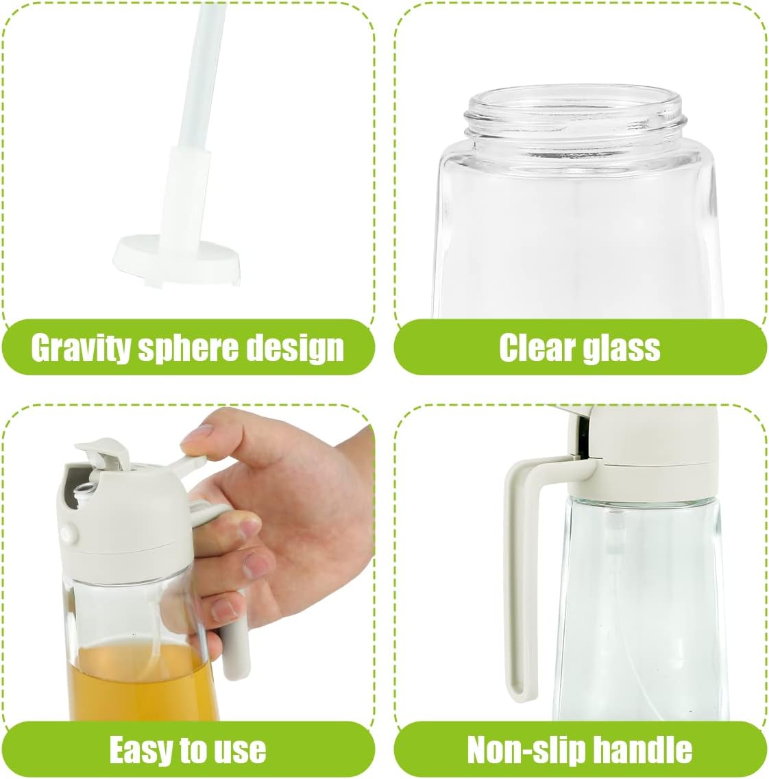 3 Pack 16oz Olive Oil Dispenser Bottle, White