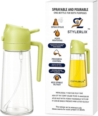17oz/500ml Plastic Olive Oil Sprayer for Cooking, 2 in 1 Oil Dispenser Bottle Spray & Pour, BPA-Free Oil Mister for Air Fryer, Salad Dressing, BBQ & Kitchen