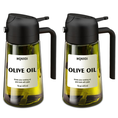 Olive Oil Sprayer for Cooking, 16oz Glass 2 in 1 Oil Dispenser Bottle