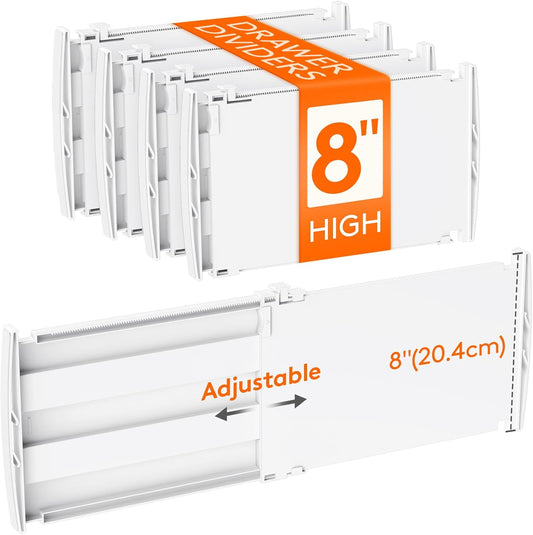 Lifewit 8" Tall Drawer Dividers, Adjustable Deep Drawer Organizer Clothes