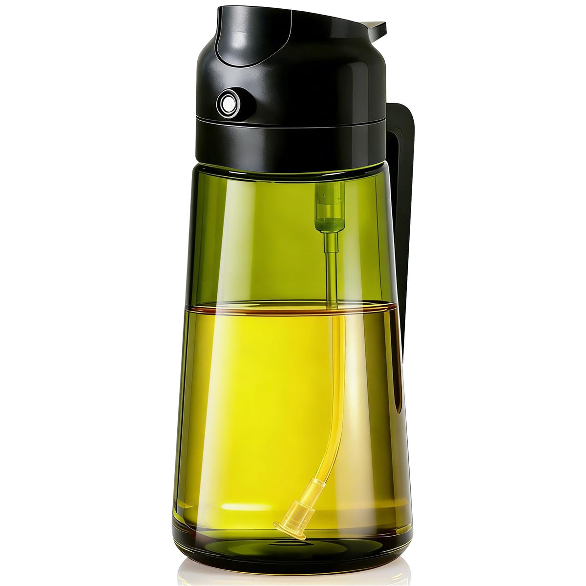 Olive Oil Sprayer & Dispenser Bottle for Cooking, Air Fryer, BBQ, and Salad – 2-in-1 Oil Mister Kitchen Accessory (Black)