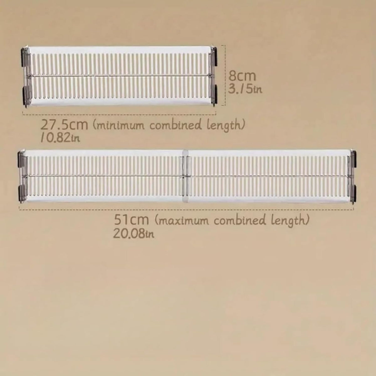 2 PCS Adjustable Drawer Dividers for Underwear and Socks, Expandable Plastic Partition Organizers