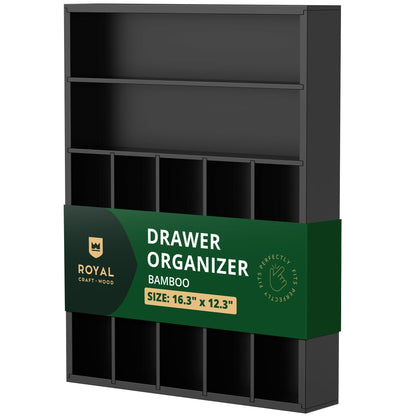 ROYAL CRAFT WOOD Luxury Bamboo Kitchen Drawer Organizer - Silverware Organizer, Utensil Holder & Cutlery Tray Drawer Dividers for Flatware (9 Slot, Natural)