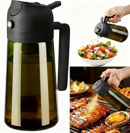 470ml Olive Oil Sprayer for Cooking – 2-in-1 Glass Oil Dispenser Bottle with Spray & Pour, Refillable Oil Mister for Air Fryer, Salad, BBQ, Kitchen