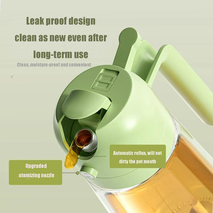Olive Oil Dispenser Bottle - Green 2-in-1 Spray & Pour, 470ml Non-Drip Glass for Cooking, Air Fryer, and Grilling - Compact and Durable, 2Pcs