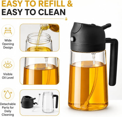 Oil Sprayer for Cooking, 2 in 1 Oil Dispenser and Sprayer