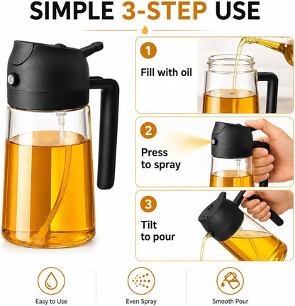 Oil Sprayer for Cooking, 2 in 1 Oil Dispenser and Sprayer