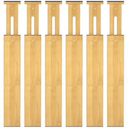 Bamboo Drawer Dividers, Adjustable Drawer Organizers, Fits 12.6–16" Drawers