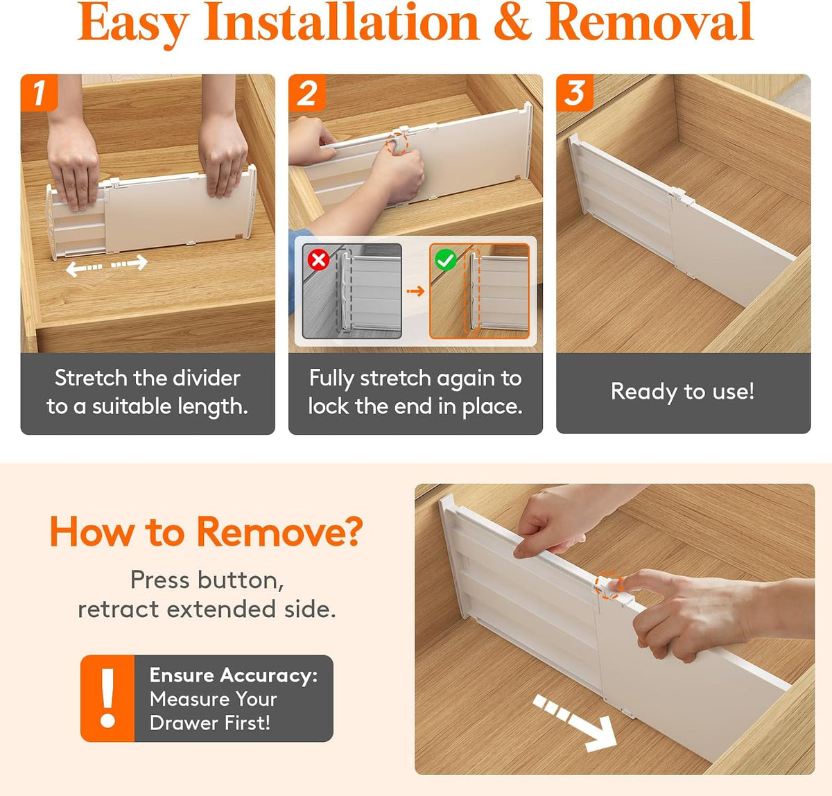Lifewit 8" Tall Drawer Dividers, Adjustable Deep Drawer Organizer Clothes