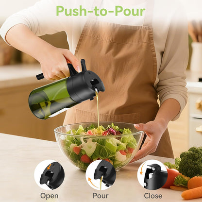 USLAI Oil Sprayer for Cooking, 16oz/470ml 2-in-1 Glass Bottle, Black Black