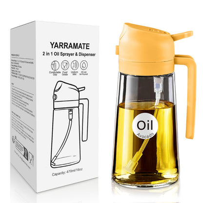 YARRAMATE 16 oz 2-in-1 Glass Olive Oil Sprayer for Cooking, Orange