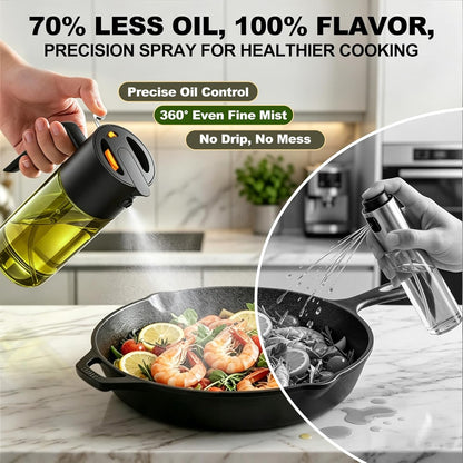 Gelibo 2-IN-1 Oil Sprayer for Cooking,Oil Dispenser for Kitchen,500ML,Black