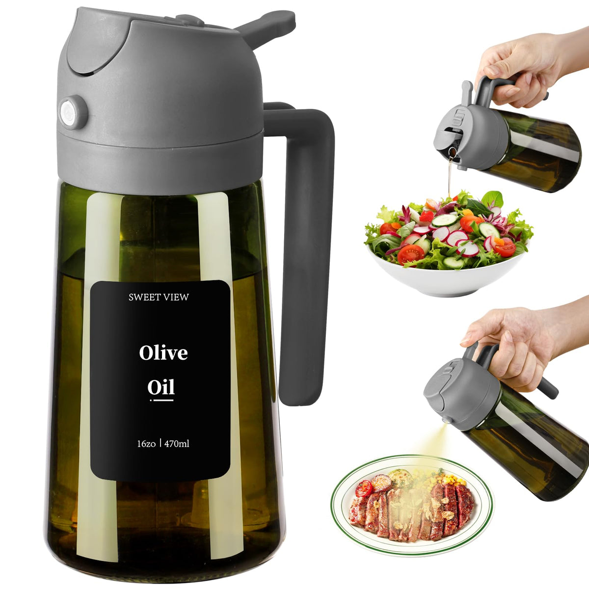 SWEET VIEW Olive Oil Sprayer for Cooking 16oz/470ml