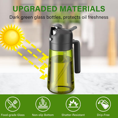 Vakoo Oil Sprayer for Cooking, 16oz/470ml, Black&Green