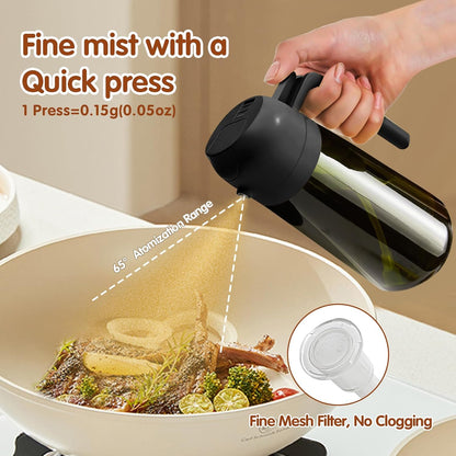 YARRAMATE 16 oz Dark Glass Olive Oil Sprayer & Dispenser, 2-in-1, Black