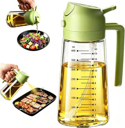 AT-VALY 16oz 2‑in‑1 Oil Sprayer for Cooking Oil Dispenser Bottle, Black