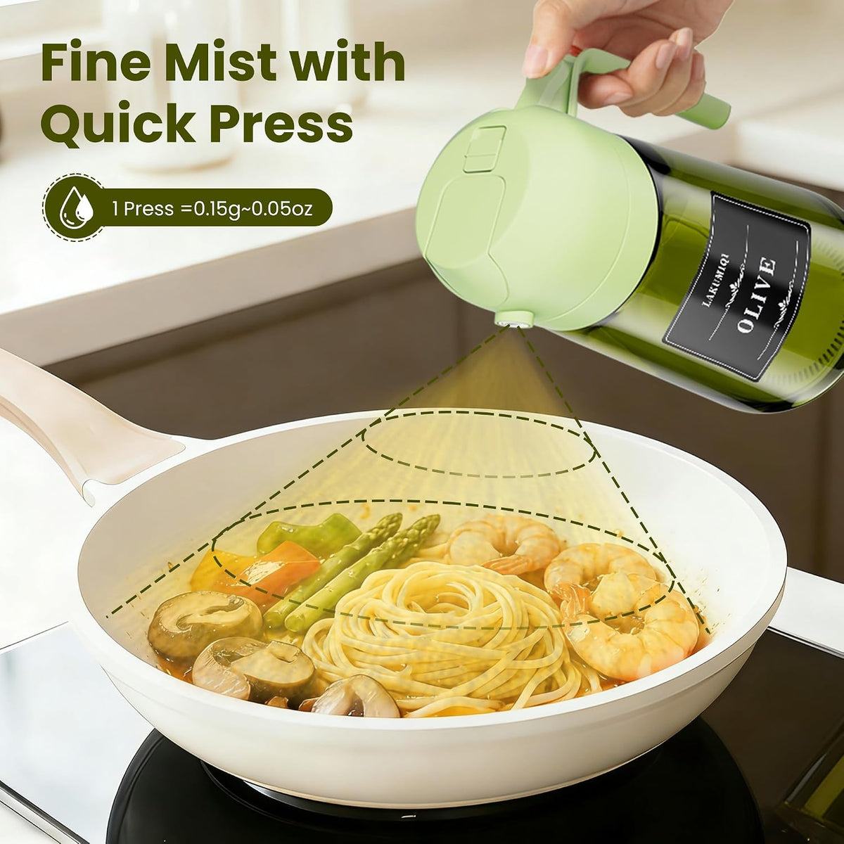 Oliver Oil Sprayer Dispenser for Cooking Bottle 16oz Green Glass Green