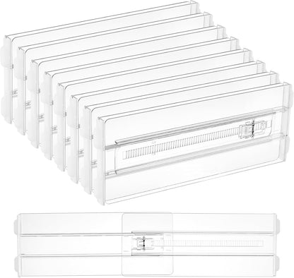 Vtopmart 8 Pack Drawer Dividers for Clothes, 4" High 10.2"-16.5" Adjustable Expandable Dresser Drawer Organizer, Clear Plastic Separators for Dresser, Baby Clothing, Underwear, Cosmetic, Toiletries