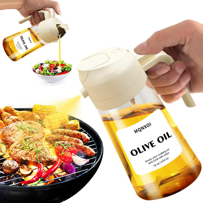 Olive Oil Sprayer for Cooking, 16oz Glass 2 in 1 Oil Dispenser Bottle